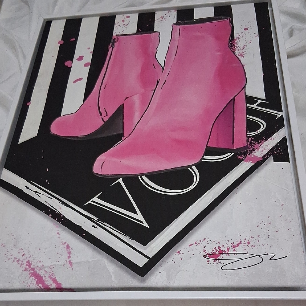 Vogue Pink Heeled Boots Fashionable Statement Footwear Canvas By Jodi